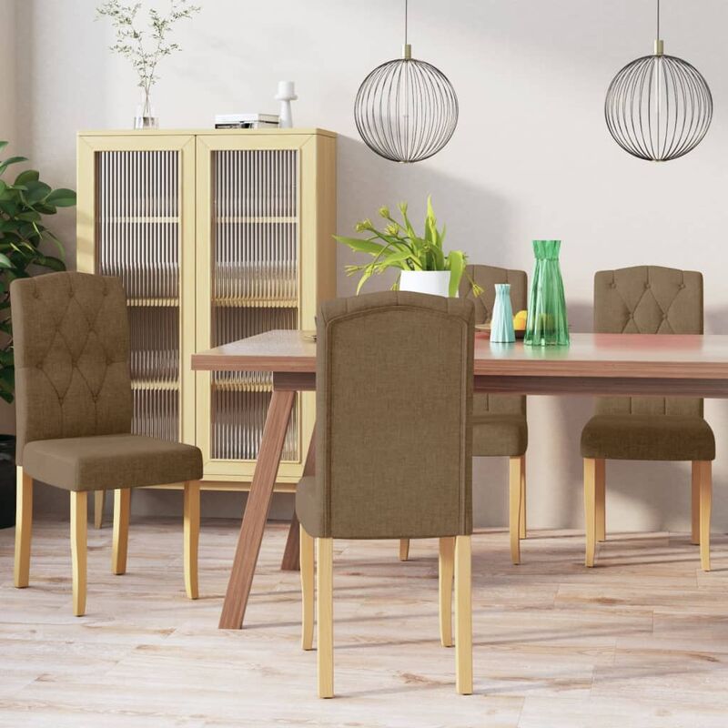 

Sillas de comedor 4 unidades de tela marrón