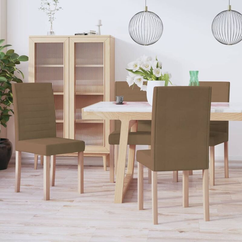 

Sillas de comedor 4 unidades de tela marrón