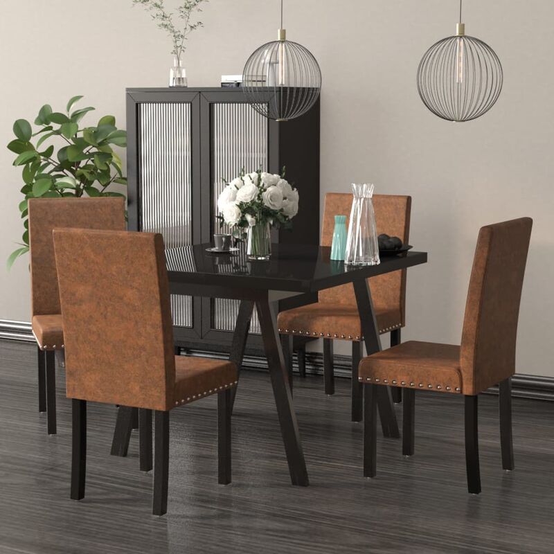 

Sillas de comedor 4 unidades de tela marrón