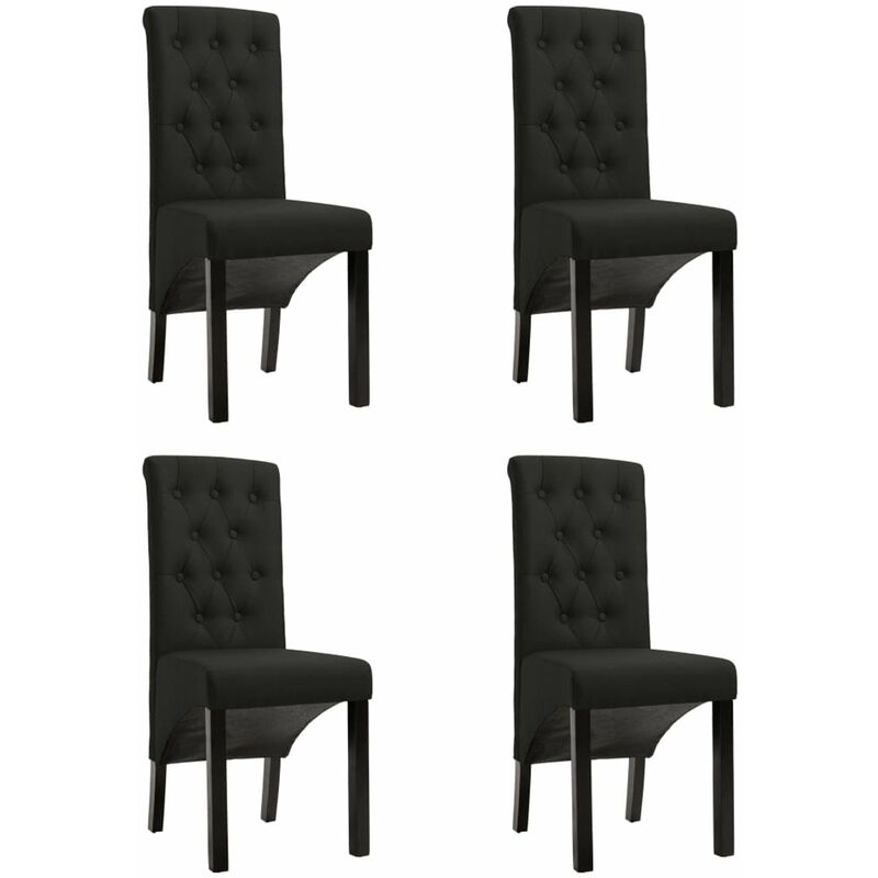 

Happyshopping - Sillas de comedor 4 unidades de tela negra