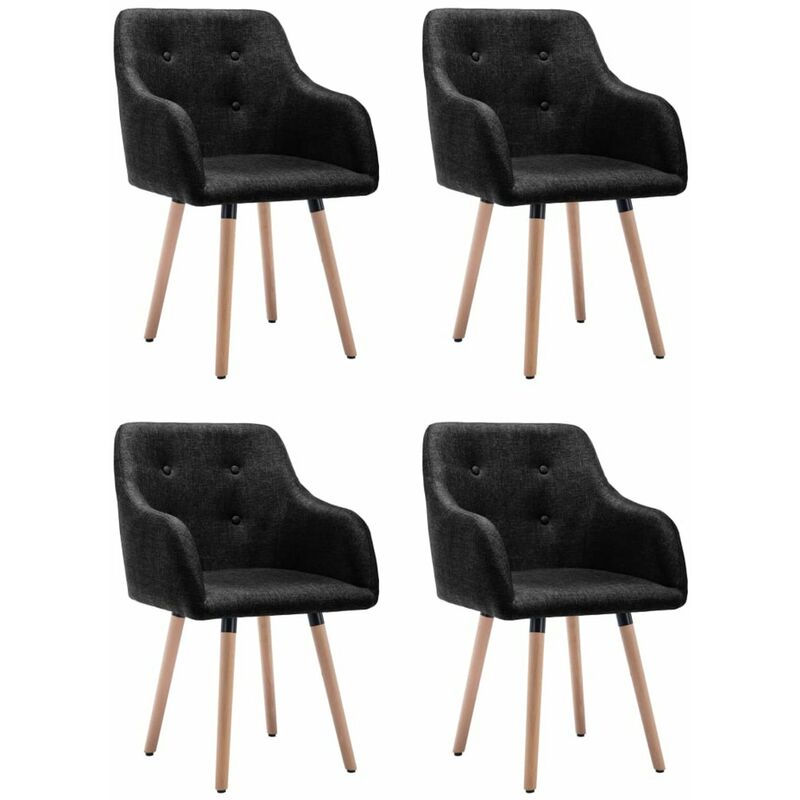 

Sillas de comedor 4 unidades de tela negra