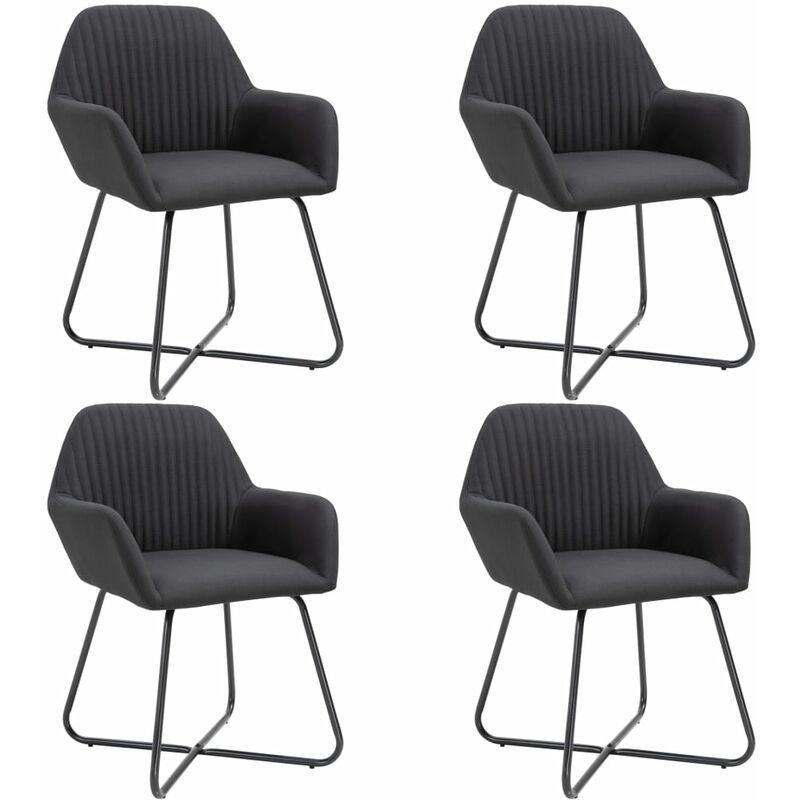 

Sillas de comedor 4 unidades de tela negra