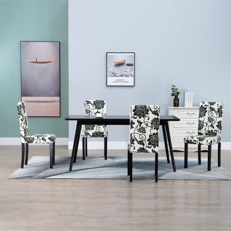 

Sillas de comedor 4 unidades de tela negra