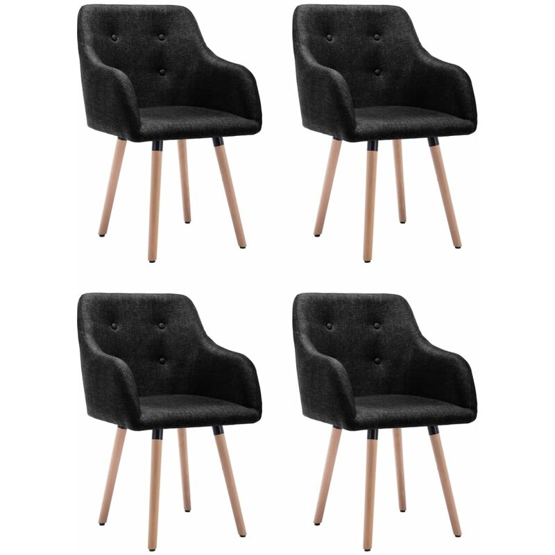 

Sillas de comedor 4 unidades de tela negra