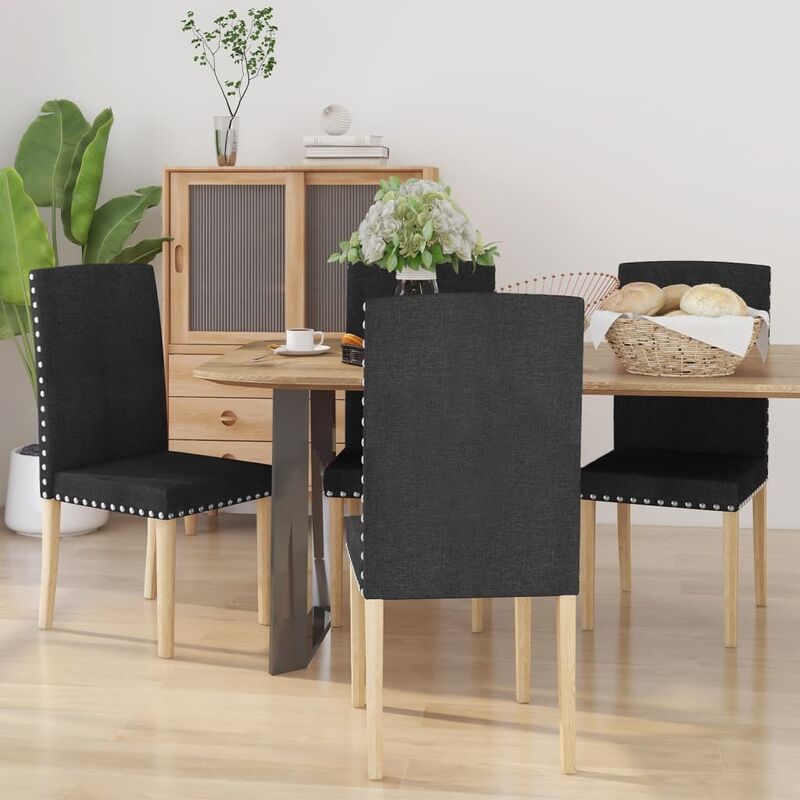 

Sillas de comedor 4 unidades de tela negra