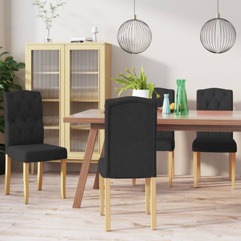 

Sillas de comedor 4 unidades de tela negra