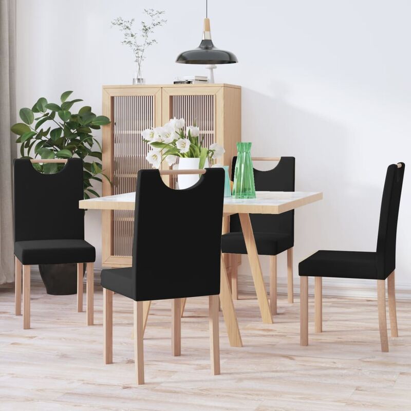 

Sillas de comedor 4 unidades de tela negra