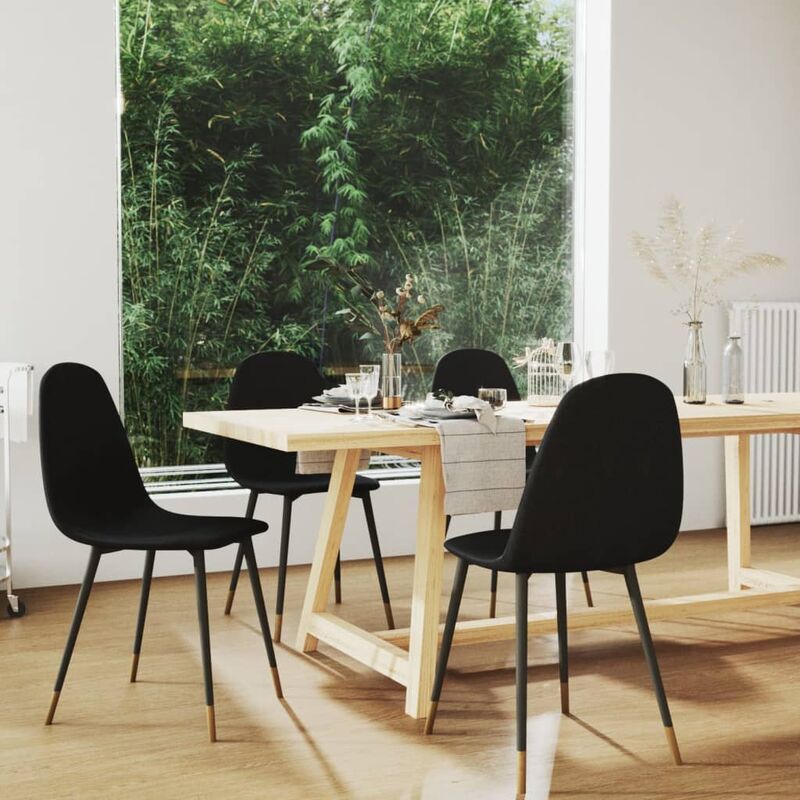 

Sillas de comedor 4 unidades de tela negra