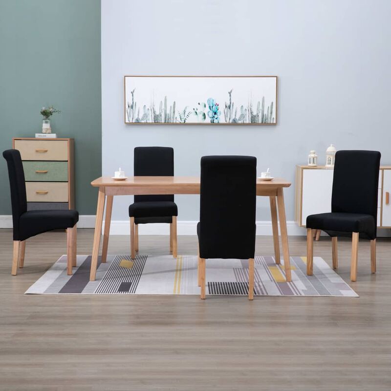 

Sillas de comedor 4 unidades de tela negra - Negro