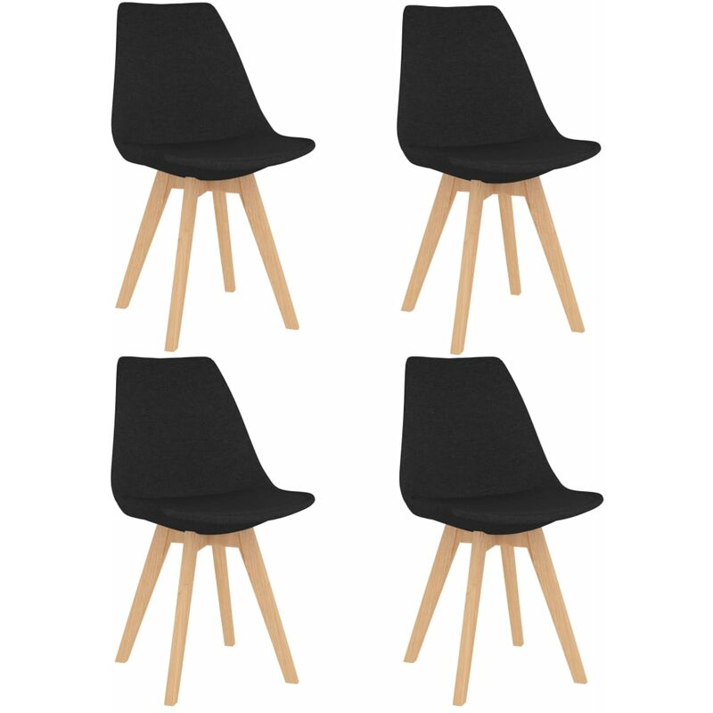 

vidaXL Sillas de Comedor de Tela 4 Unidades Negra - Negro