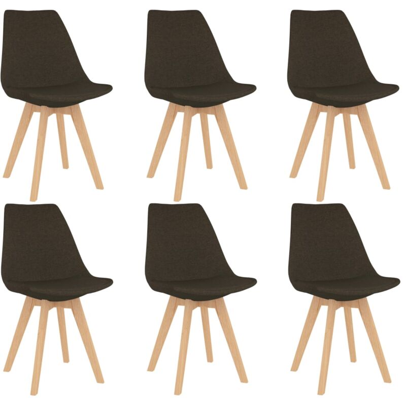 

vidaXL Sillas de Comedor de Tela 6 Unidades Marrón Oscuro - Marrón
