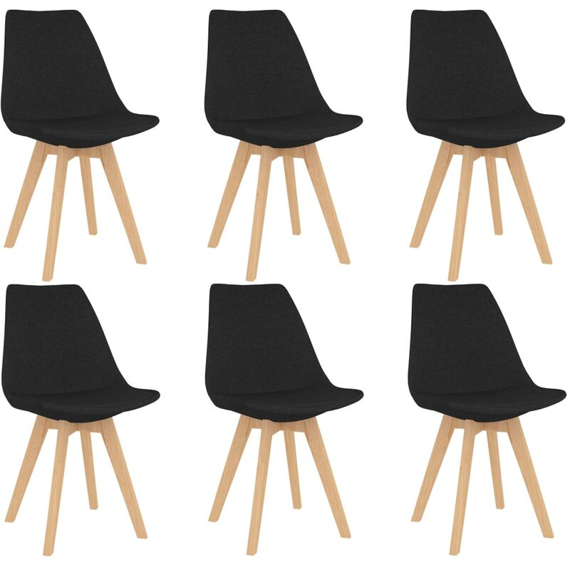 

vidaXL Sillas de Comedor de Tela 6 Unidades Negra - Negro