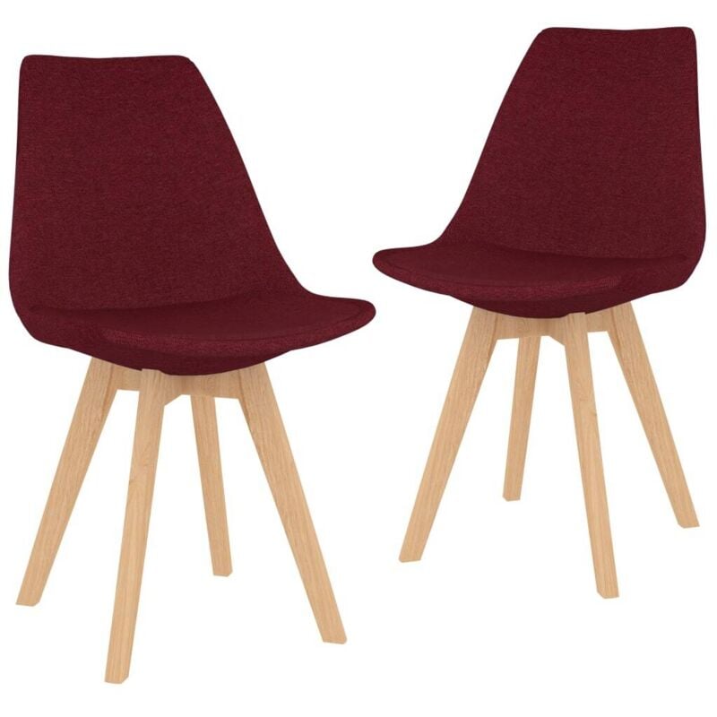 

vidaXL Sillas de Comedor de Tela 2 Unidades Rojo Vino Tinto - Rojo
