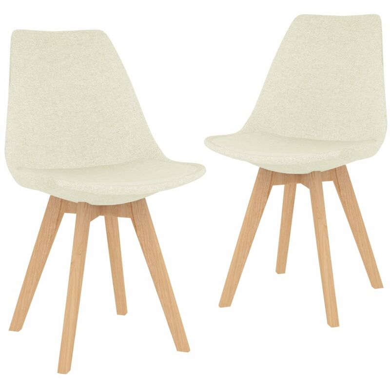 

vidaXL Sillas de Comedor de Tela 2 Unidades Crema - Crema