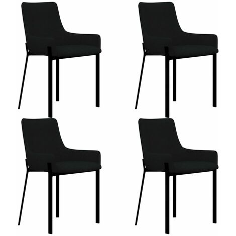 Sillas de comedor 4 unidades de tela negra