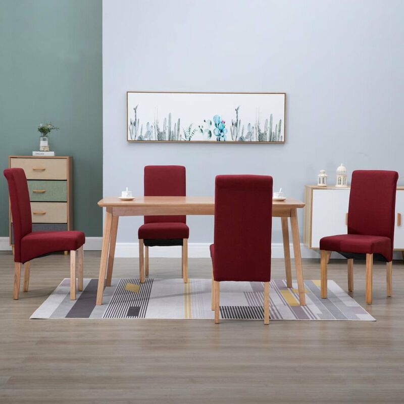 

Happyshopping - Sillas de comedor 4 unidades de tela roja