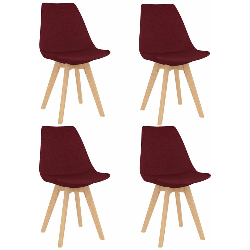

Sillas de comedor 4 unidades de tela rojo vino tinto