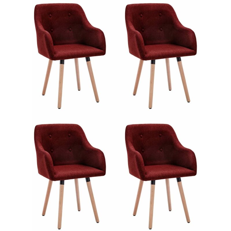 

Sillas de comedor 4 unidades de tela vino tinto
