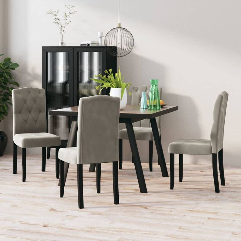 

Sillas de comedor 4 unidades de terciopelo gris claro