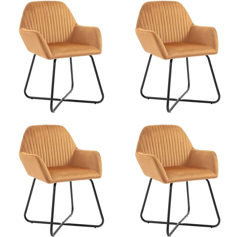 

Happyshopping - Sillas de comedor 4 unidades de terciopelo ocre