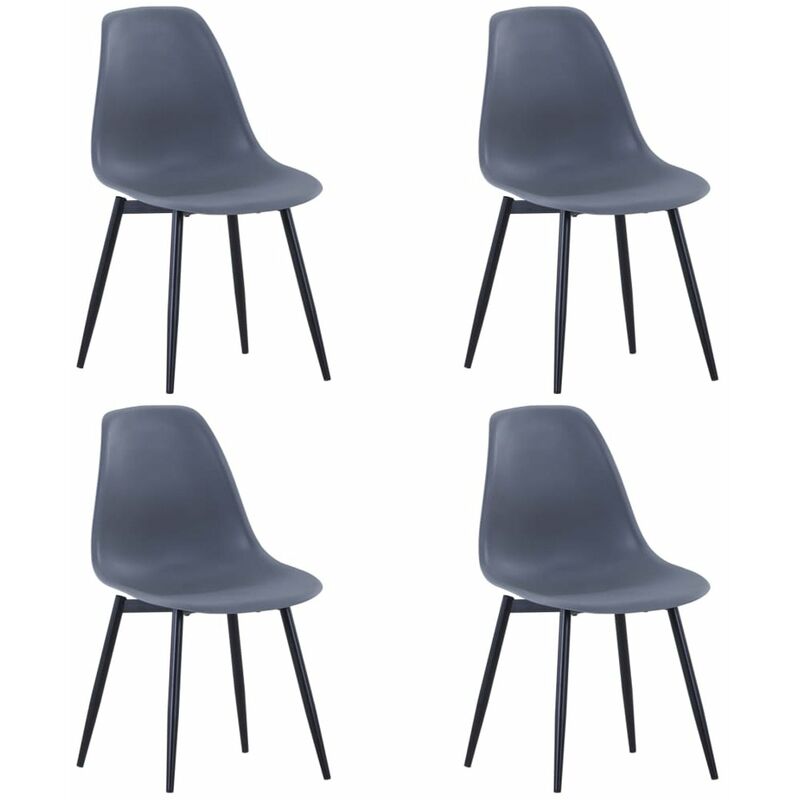 

Sillas de comedor 4 unidades gris PP