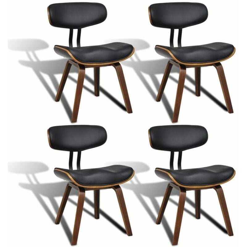 

Sillas de comedor 4 unidades madera curvada y cuero artificial
