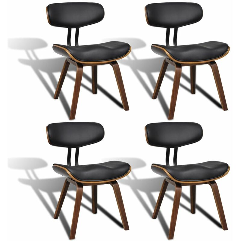 

BHD - Sillas de comedor 4 unidades madera curvada y cuero artificial