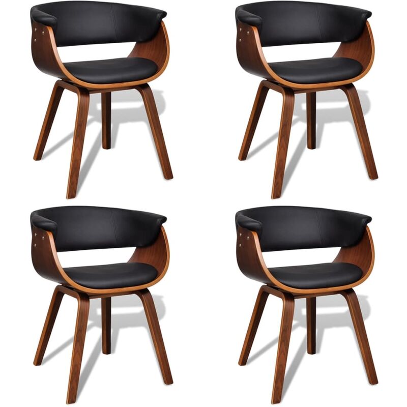 

Sillas de comedor 4 unidades madera curvada y cuero artificial - Marrón