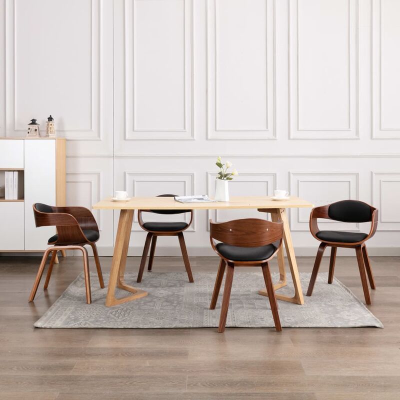 

Sillas de comedor 4 unidades madera curvada y cuero sintético