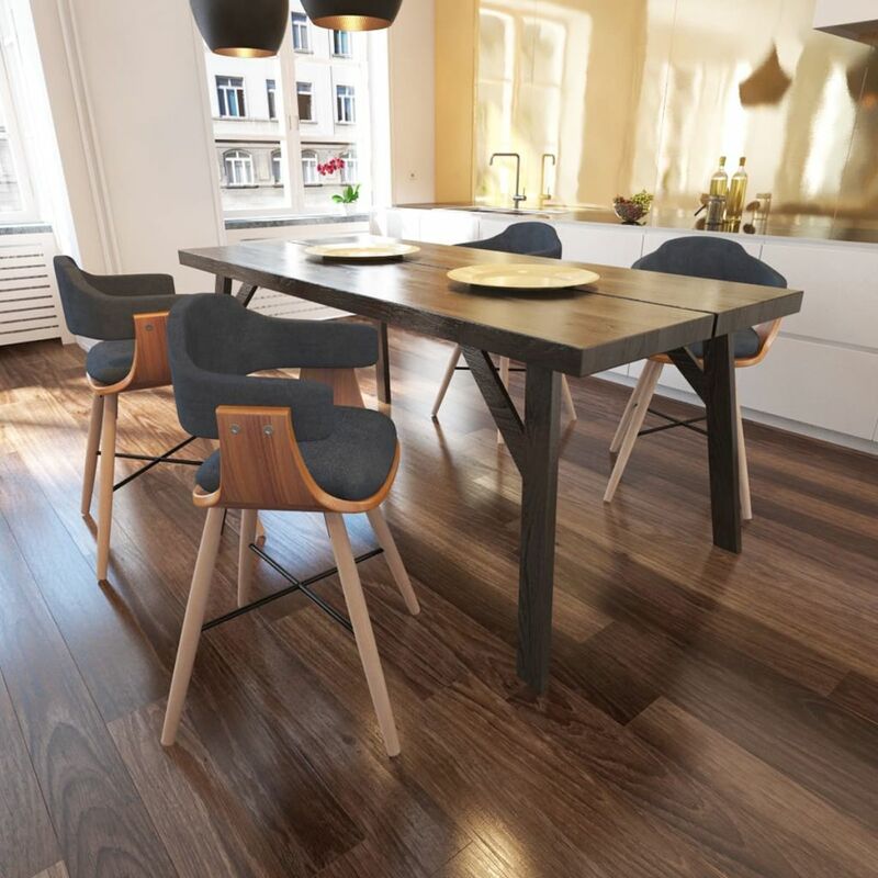 

Sillas de comedor 4 unidades madera curvada y tela gris oscuro
