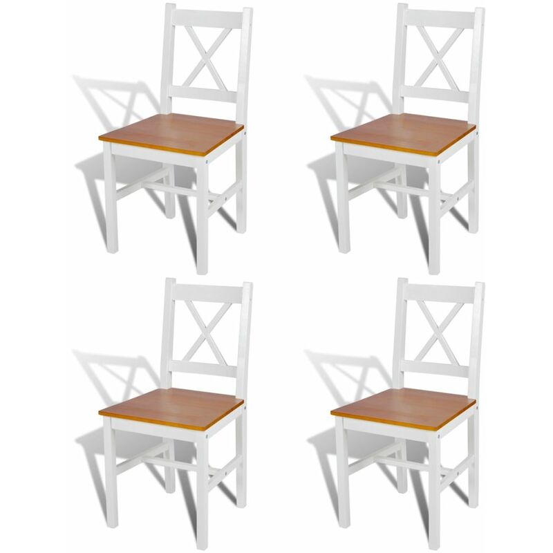

Happyshopping - Sillas de comedor 4 unidades madera de pino blancas