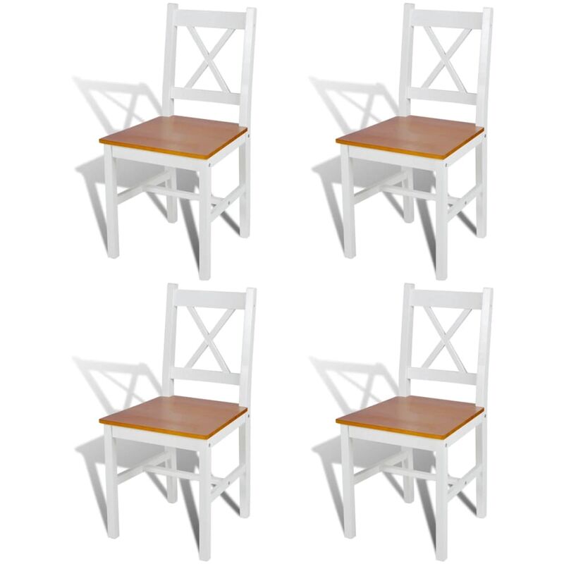 

Sillas de comedor 4 unidades madera de pino blancas - Marrón