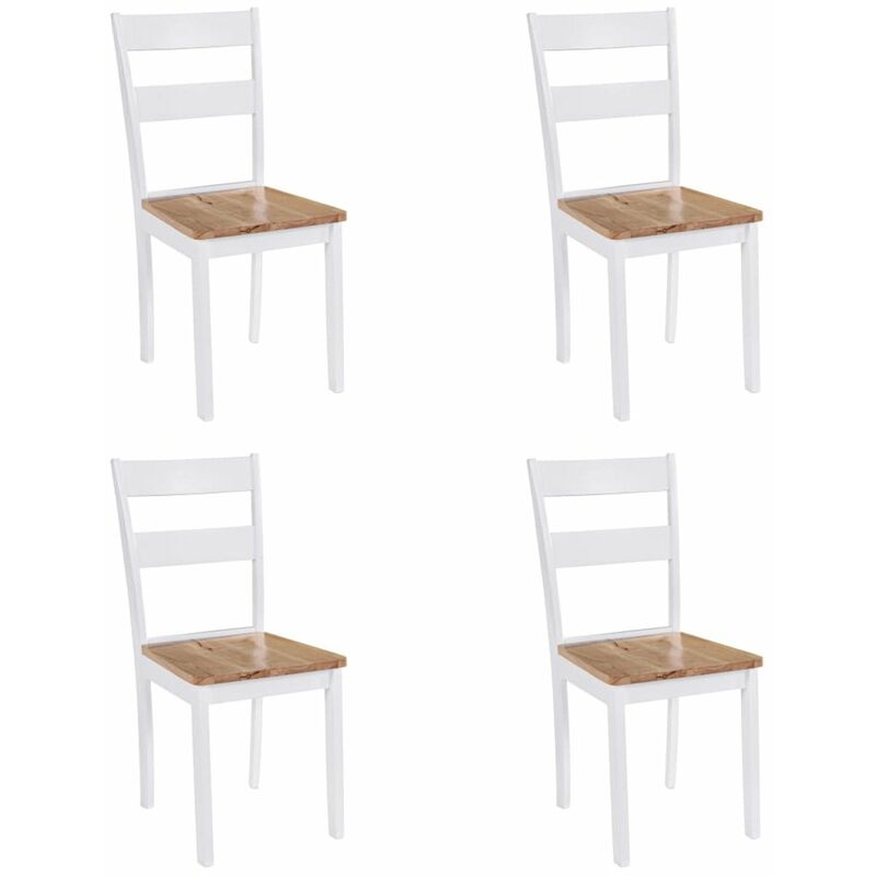 

Happyshopping - Sillas de comedor 4 unidades madera maciza de caucho blanco