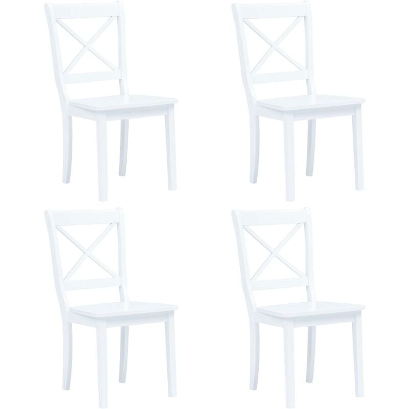 

Sillas de comedor 4 unidades madera maciza de caucho blanco