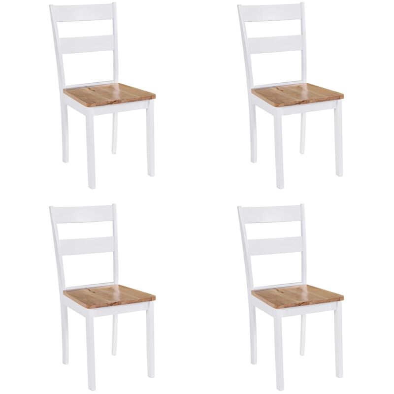 

Sillas de comedor 4 unidades madera maciza de caucho blanco - Blanco