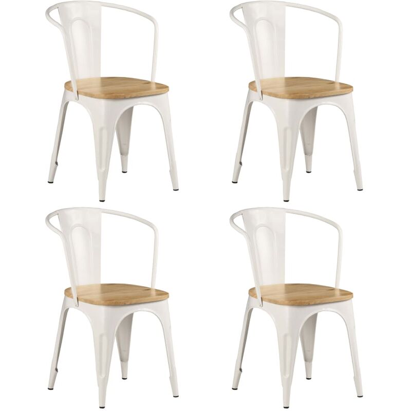 

Sillas de comedor 4 unidades madera maciza de mango blanco