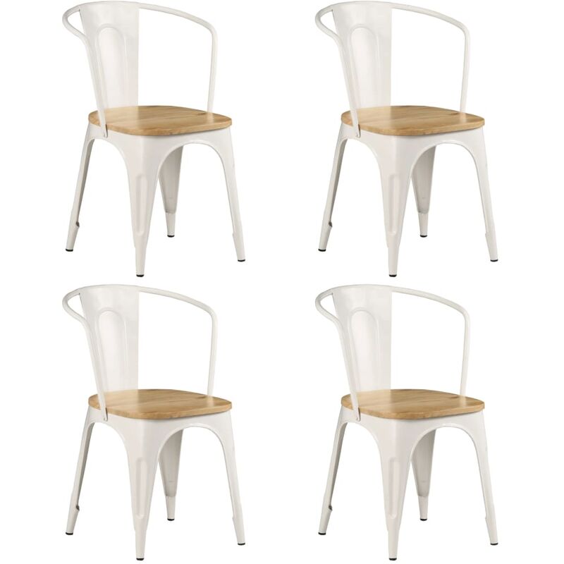 

Sillas de Comedor Madera Maciza de Mango 4 Unidades Blanco - Blanco - Vidaxl