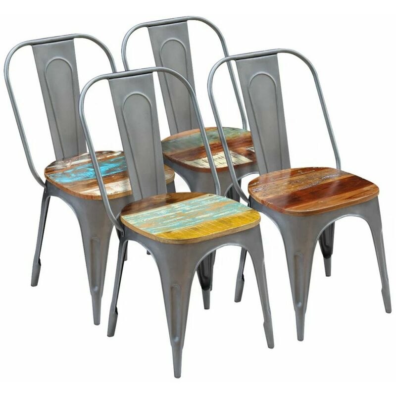 

Happyshopping - Sillas de comedor 4 unidades madera maciza reciclada