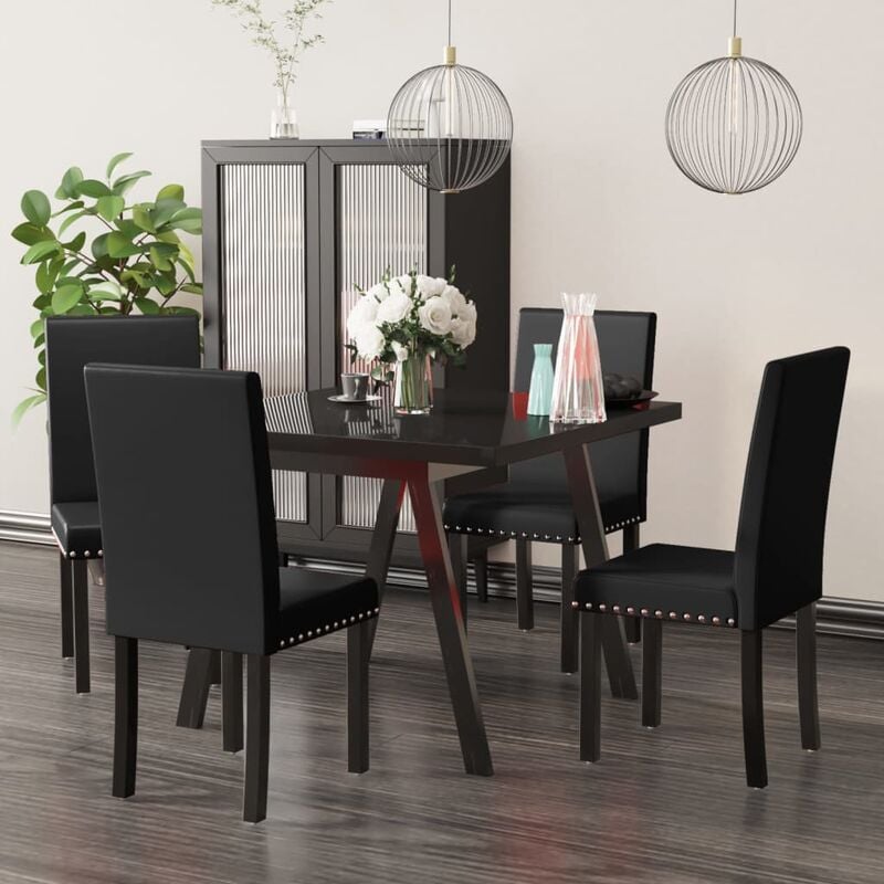 

Sillas de comedor 4 unidades negra PVC