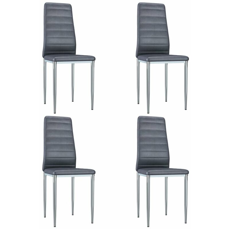 

Happyshopping - Sillas de comedor 4 unidades piel de ante artificial gris