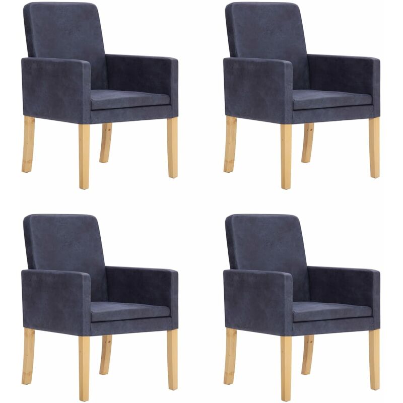 

Sillas de comedor 4 unidades piel de ante artificial gris