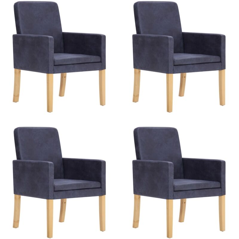 

vidaXL Sillas de Comedor Piel de Ante Artificial 4 Unidades Gris - Gris