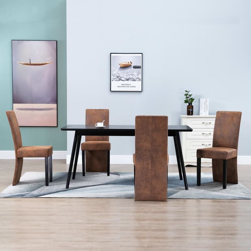 

Happyshopping - Sillas de comedor 4 unidades piel de ante artificial marron