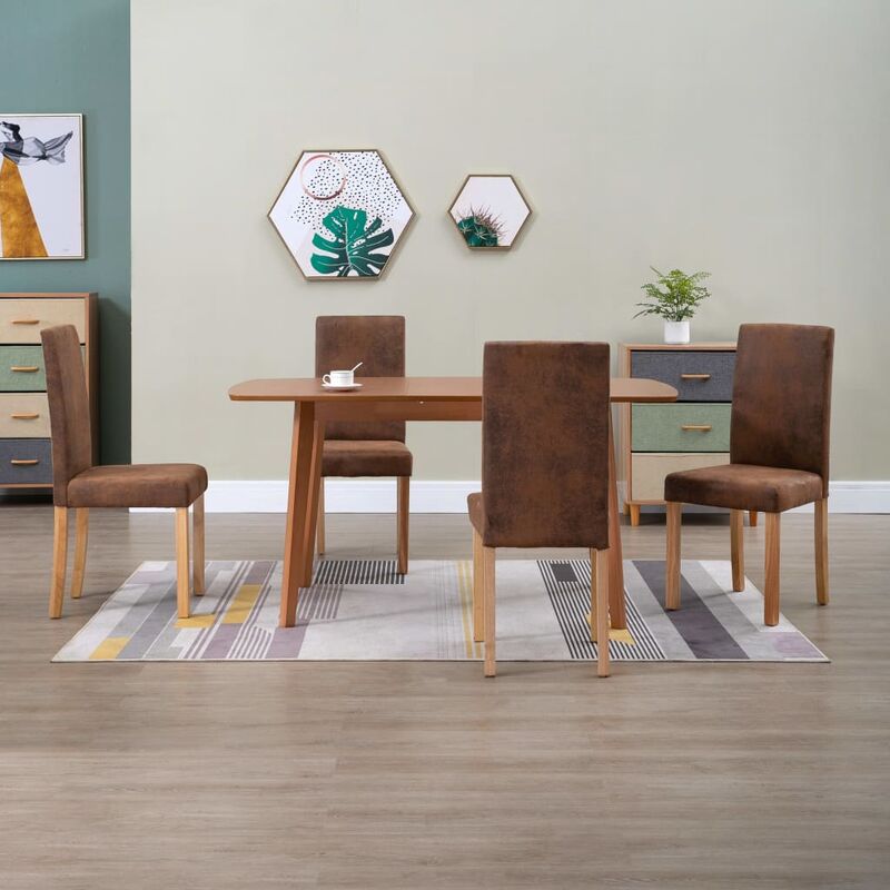 

Sillas de comedor 4 unidades piel de ante artificial marrón