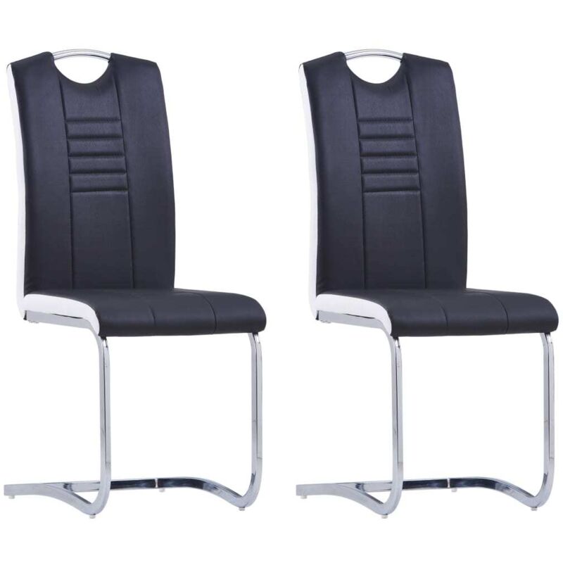 

vidaXL Sillas de Comedor Voladizas 2 Unidades Cuero Sintético Negro - Negro