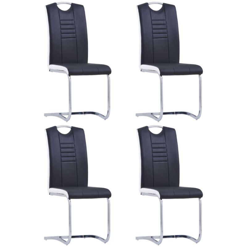 

vidaXL Sillas de Comedor Voladizas 4 Unidades Cuero Sintético Negro - Negro