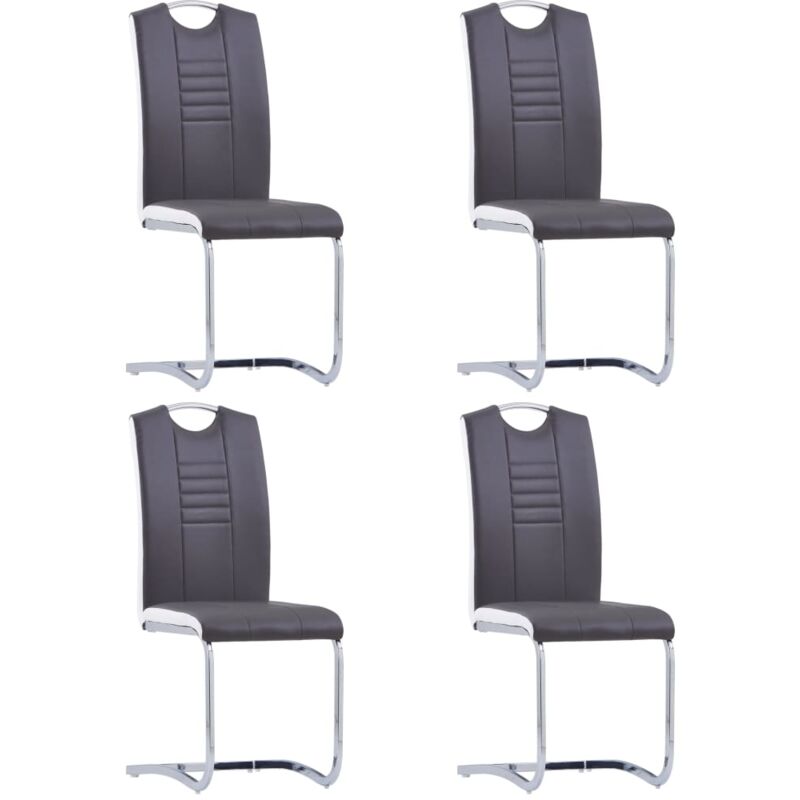 

vidaXL Sillas de Comedor Voladizas 4 Unidades Cuero Sintético Gris - Gris