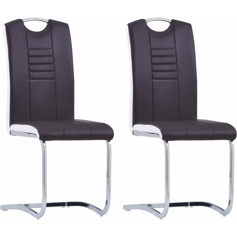 

vidaXL Sillas de Comedor Voladizas 2 Unidades Cuero Sintético Marrón - Marrón