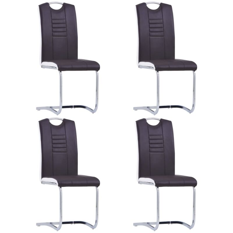 

vidaXL Sillas de Comedor Voladizas 4 Unidades Cuero Sintético Marrón - Marrón