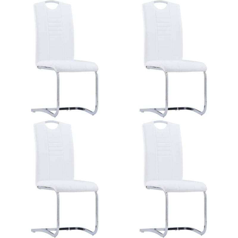 

vidaXL Sillas de Comedor Voladizas 4 Unidades Cuero Sintético Blanco - Blanco